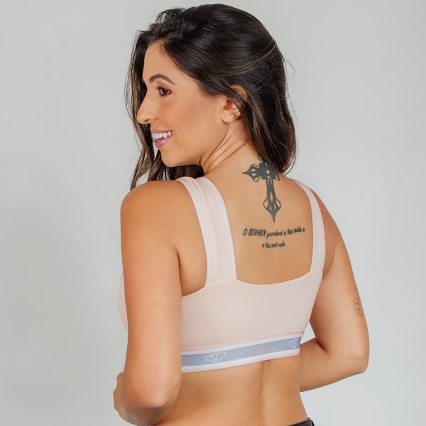 Top Duplo em Algodão Egípcio com Elástico Personalizado Nude