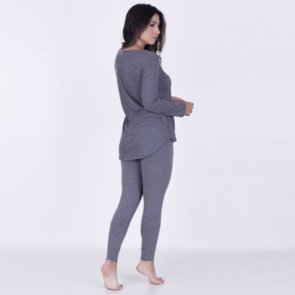 Pijama Algodão Bicolor com Legging cinza com preto
