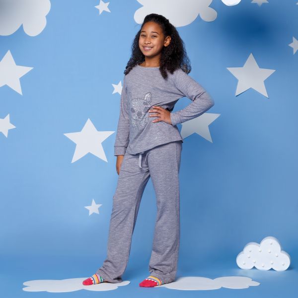Pijama Infantil Longo Mescla Claro Dog