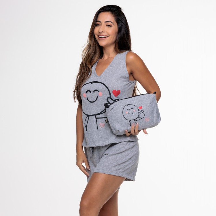 Pijama Regata em algodão cintura sanfonada