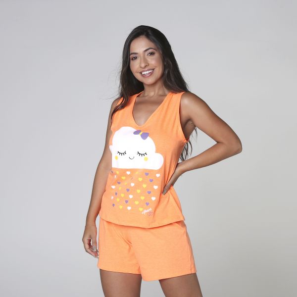 Pijama Regata em algodão cintura sanfonada