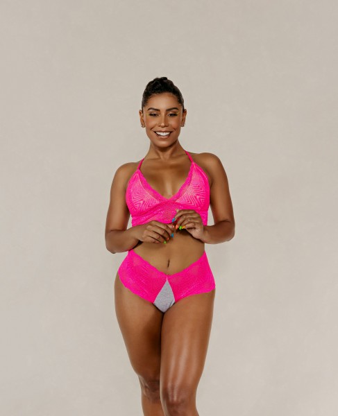 Caleçon Renda Neon pink em Algodão Egípcio