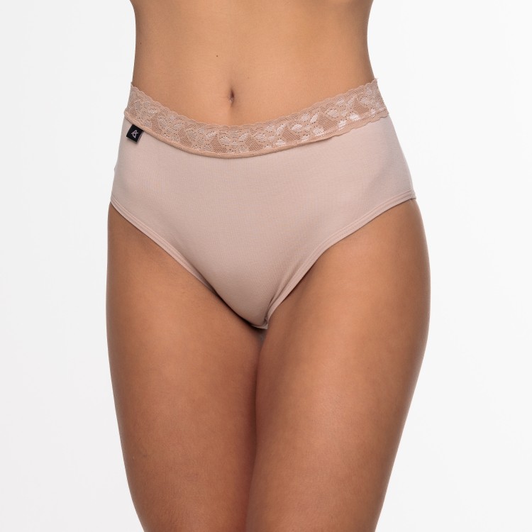 Calcinha Em Algodão Egípcio Areia com renda na cintura