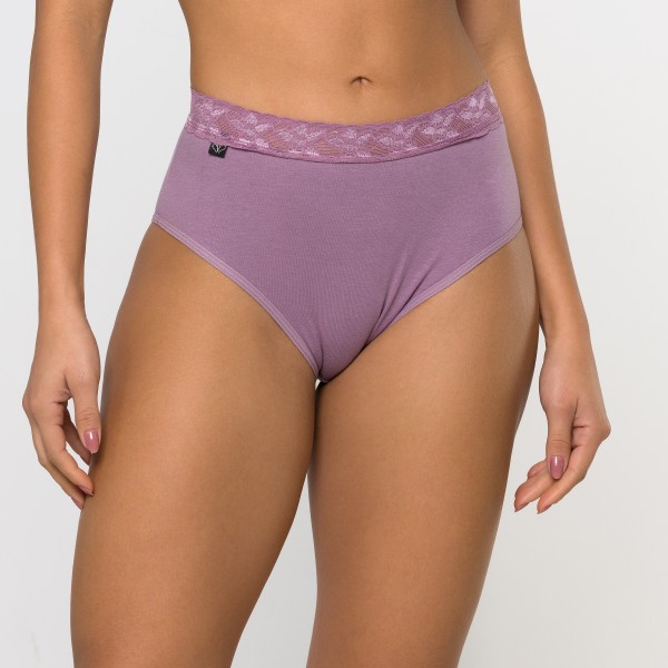 Calcinha em Algodão Egípcio na cor Satin com renda na cintura