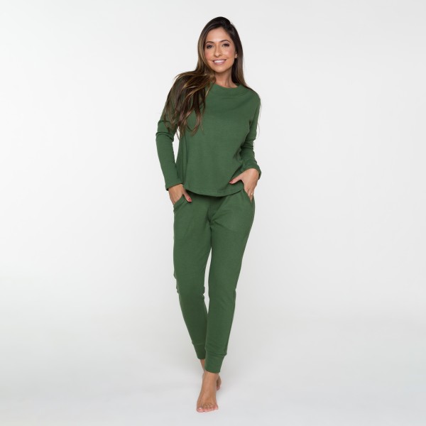 Pijama Feminino Moletim Longo