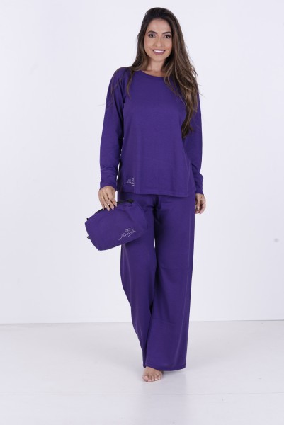 Pijama Longo em algodão Liso