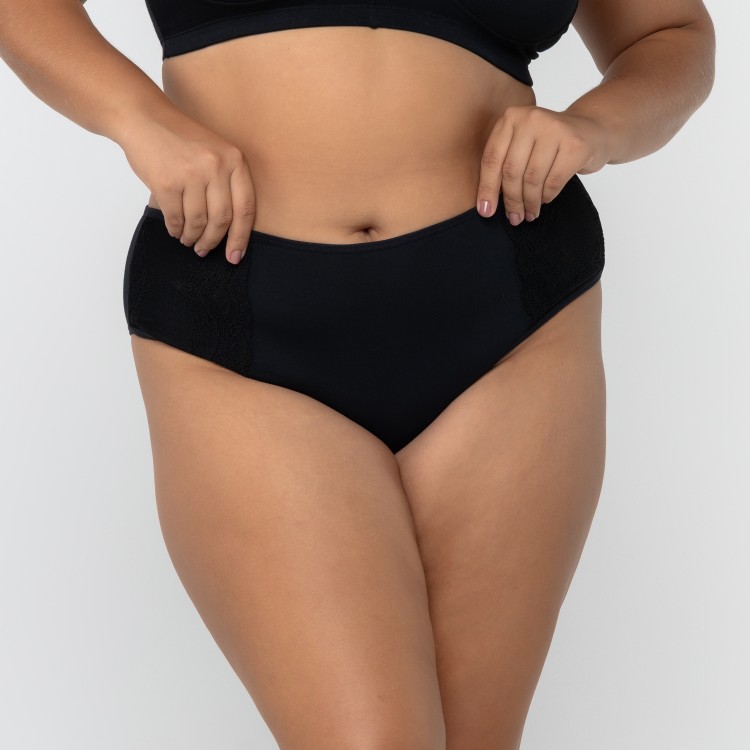 Calçola Plus Size Senhora Preto Em Algodão Egípcio Preto