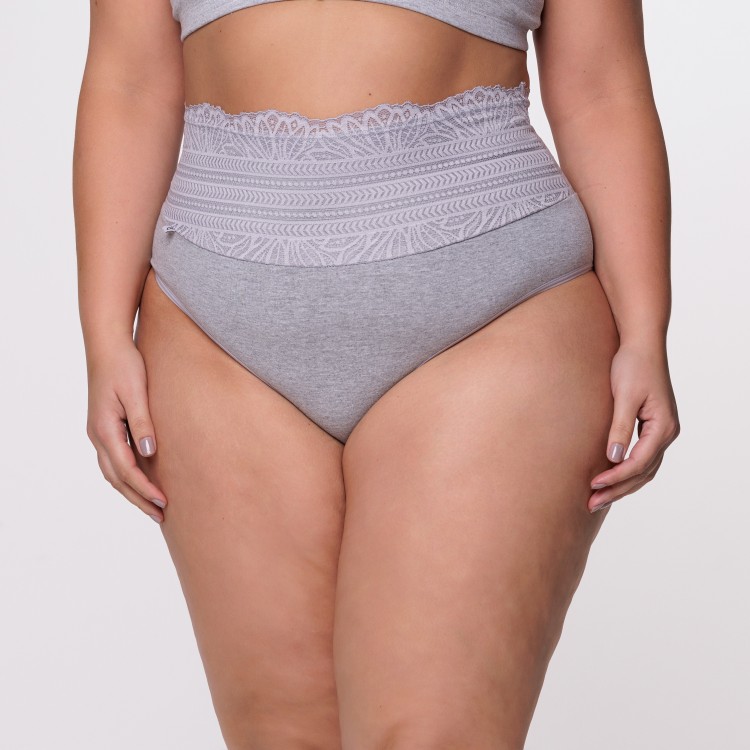Calcinha Plus Size Algodão Egípcio com Barra Renda Forrada