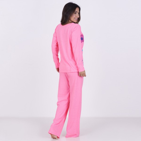 Pijama Longo Algodão com Estampa em Silk + Necessaire