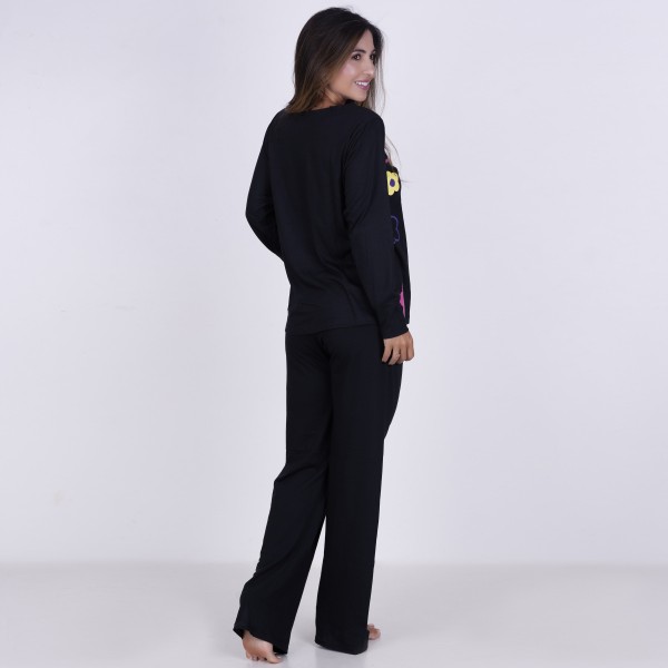 Pijama Longo Algodão com Estampa em Silk + Necessaire