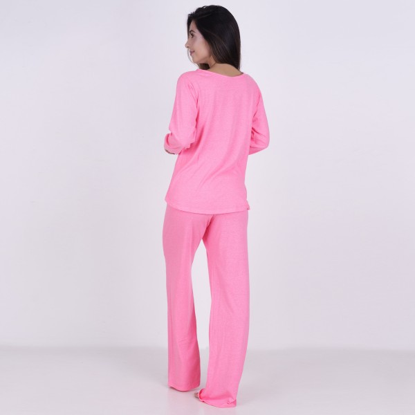 Pijama Longo Algodão com Estampa em Silk + Necessaire