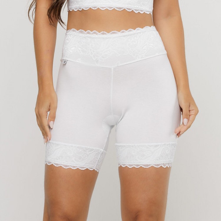 Bermuda em Algodão Egípcio Renda Branco